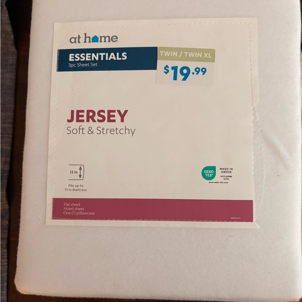 At Home Essentials Jersey Sheet Set - White